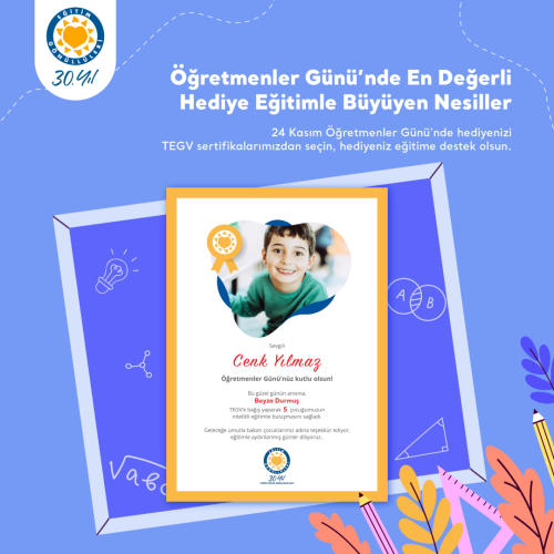 TEGV Öğretmenler Günü Sertifikası 💛 içerik görseli.